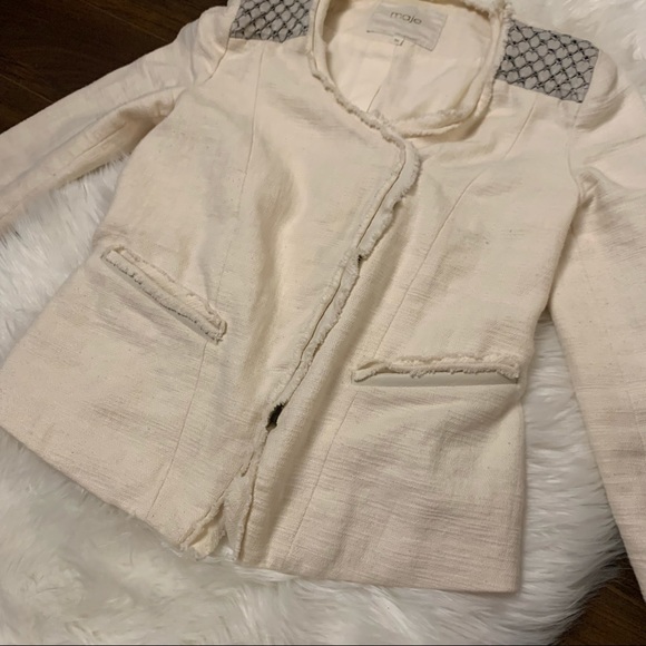 🌸 MAJE Tweed Blazer Jacket Cream - Picture 5 of 13